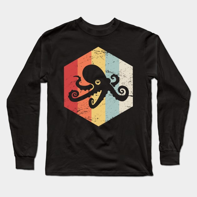 Retro Vintage Octopus Icon Long Sleeve T-Shirt by MeatMan